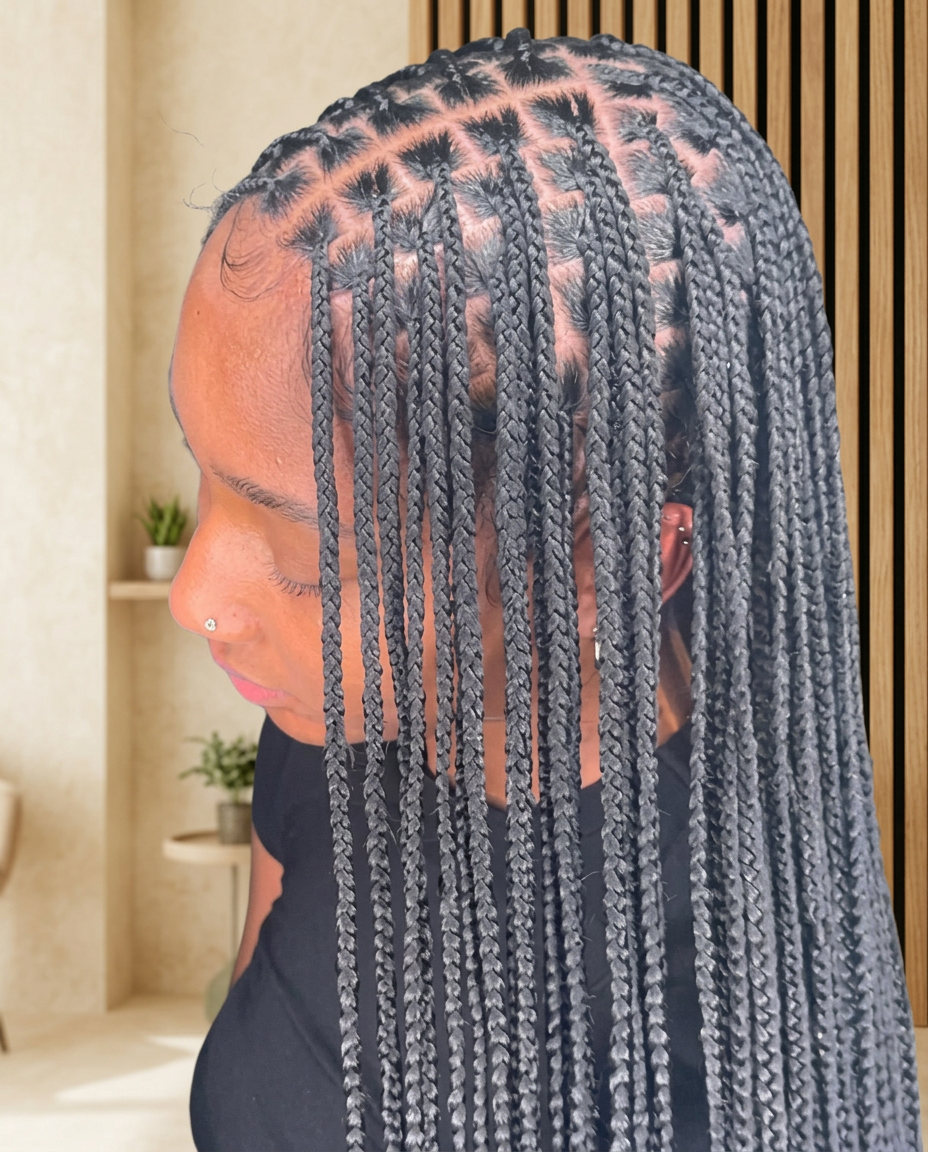 Small medium regular knotless braids